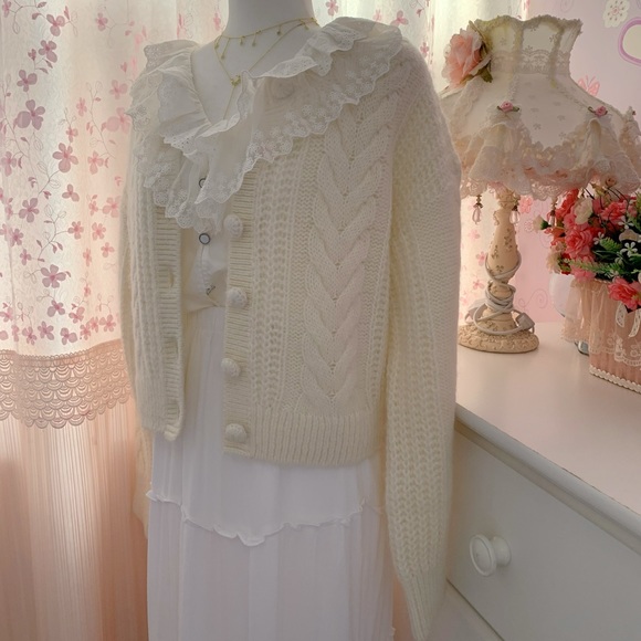 💜&Other stories Cropped Cable Knit Cardigan - Picture 7 of 8
